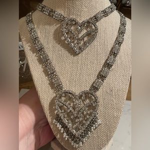 Vintage heart crystal necklace